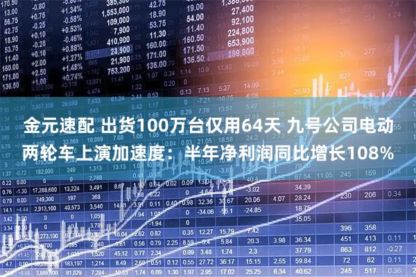 金元速配 出货100万台仅用64天 九号公司电动两轮车上演加速度：半年净利润同比增长108%
